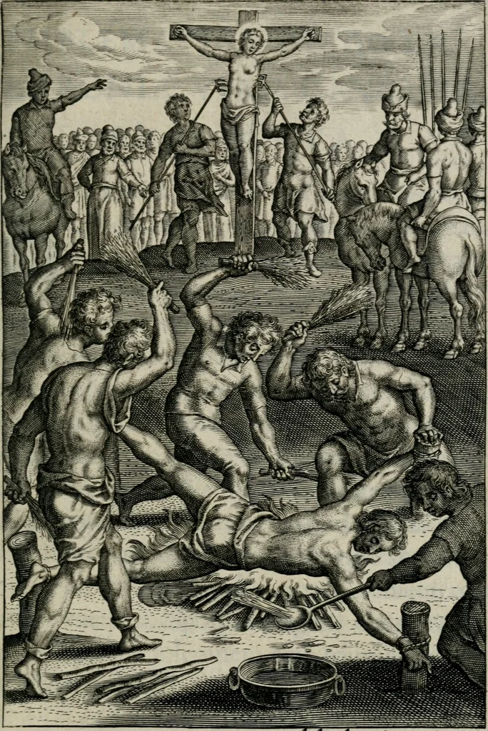 An illustration from Sacrvm sanctvarivm crvcis et patientiae crvcifixorvm et crvciferorvm, emblematicis imaginibvs laborantivm et aegrotantivm ornatvm: artifices gloriosi novae artis bene vivendi et moriendi, 1634, leaf 26
