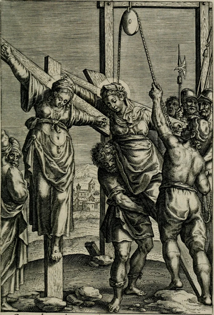 An illustration from Sacrvm sanctvarivm crvcis et patientiae crvcifixorvm et crvciferorvm, emblematicis imaginibvs laborantivm et aegrotantivm ornatvm: artifices gloriosi novae artis bene vivendi et moriendi, 1634, leaf 74