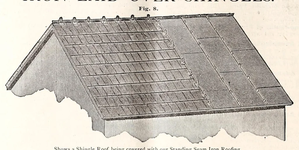 An illustration from The Sagendorph Iron Roofing & Paint Co. : office, salesroom & factory, 14, 16 & 18 E. Second St., 1886, leaf 6