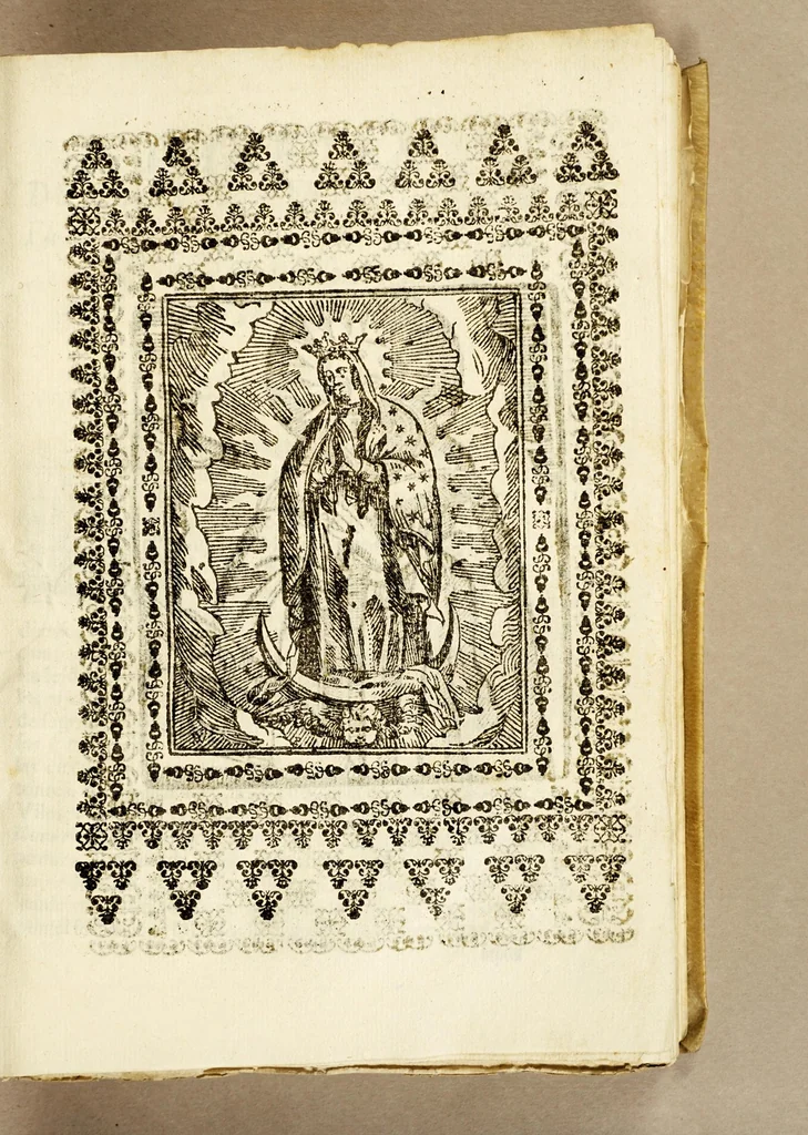 An illustration from Sagrado padron y panegyricos sermones a la memoria debida al sumptuoso magnifico templo, y curiosa basílica del convento de religiosas del glorioso abad San Bernardo, : que edificò en su mayor parte el capitan D. Ioseph de Retes Largache, difu[n]to cavallero del Orden de Santiago, y consumaron en su cabal perfeccion su sobrino don Domingo de Retes, y doña Teresa de Retes y Paz, su hija, en esta dos vezes imperial, y siempre leal ciudad de Mexico, con la pompa funebre de la translacion de sus huessos, que erige en descripcion historica panegyrica,, 1691, leaf 11