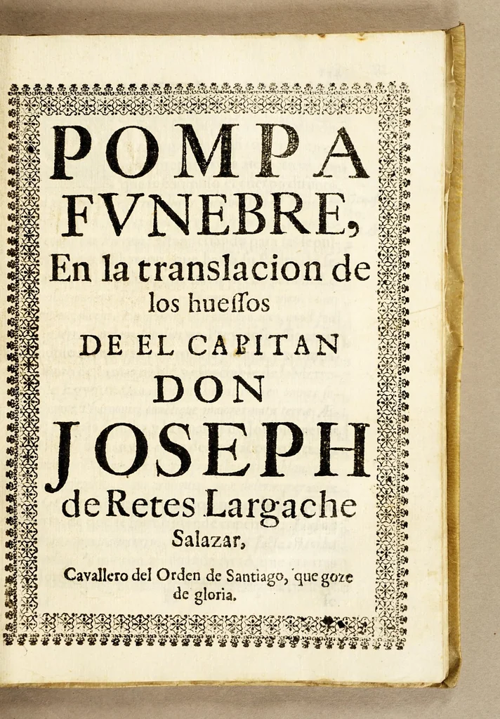 An illustration from Sagrado padron y panegyricos sermones a la memoria debida al sumptuoso magnifico templo, y curiosa basílica del convento de religiosas del glorioso abad San Bernardo, : que edificò en su mayor parte el capitan D. Ioseph de Retes Largache, difu[n]to cavallero del Orden de Santiago, y consumaron en su cabal perfeccion su sobrino don Domingo de Retes, y doña Teresa de Retes y Paz, su hija, en esta dos vezes imperial, y siempre leal ciudad de Mexico, con la pompa funebre de la translacion de sus huessos, que erige en descripcion historica panegyrica,, 1691, leaf 247