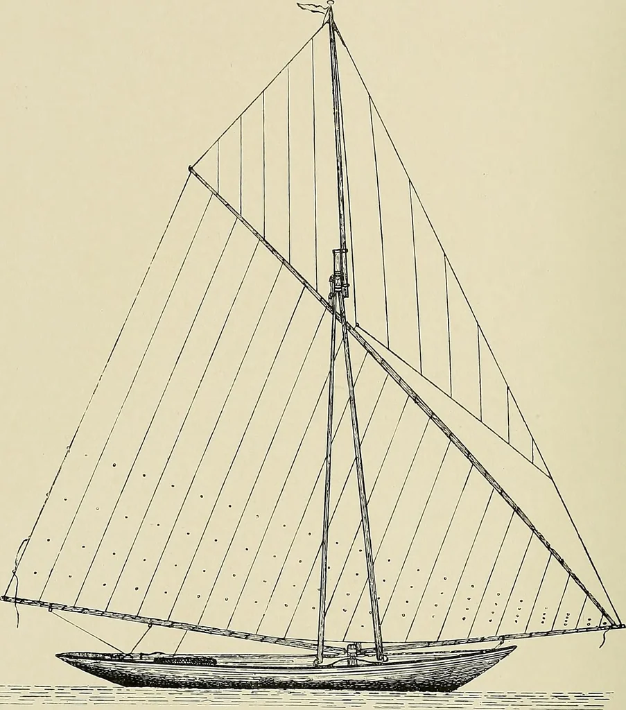 An illustration from The sailing boat, a treatise on sailing boats and small yachts, their varieties of type, sails, rig, etc. With practical directions for sailing and management; also, the one-design and restricted classes, fishing and shooting boats, sailing chariots and ice yachts, foreign and colonial boats, canoes, etc., etc, 1901, leaf 107