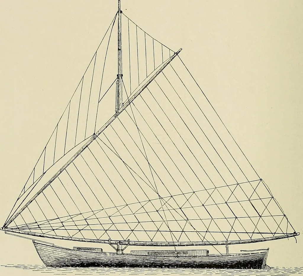 An illustration from The sailing boat, a treatise on sailing boats and small yachts, their varieties of type, sails, rig, etc. With practical directions for sailing and management; also, the one-design and restricted classes, fishing and shooting boats, sailing chariots and ice yachts, foreign and colonial boats, canoes, etc., etc, 1901, leaf 111