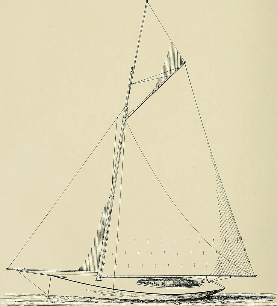 An illustration from The sailing boat, a treatise on sailing boats and small yachts, their varieties of type, sails, rig, etc. With practical directions for sailing and management; also, the one-design and restricted classes, fishing and shooting boats, sailing chariots and ice yachts, foreign and colonial boats, canoes, etc., etc, 1901, leaf 117