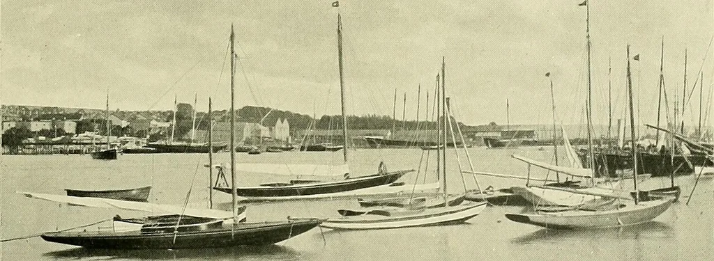 An illustration from The sailing boat, a treatise on sailing boats and small yachts, their varieties of type, sails, rig, etc. With practical directions for sailing and management; also, the one-design and restricted classes, fishing and shooting boats, sailing chariots and ice yachts, foreign and colonial boats, canoes, etc., etc, 1901, leaf 130