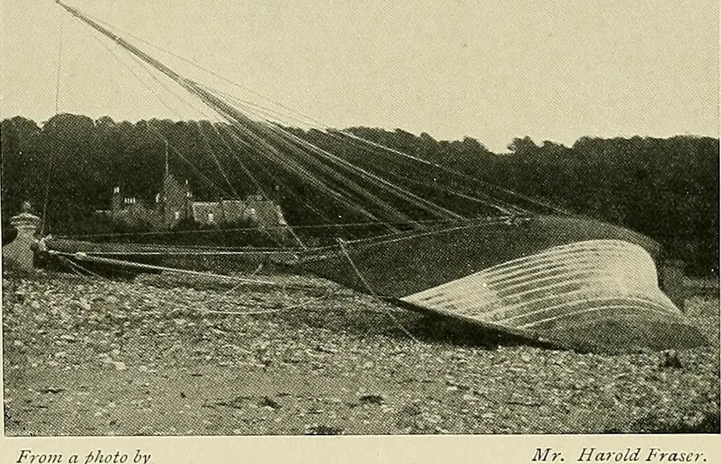 An illustration from The sailing boat, a treatise on sailing boats and small yachts, their varieties of type, sails, rig, etc. With practical directions for sailing and management; also, the one-design and restricted classes, fishing and shooting boats, sailing chariots and ice yachts, foreign and colonial boats, canoes, etc., etc, 1901, leaf 133