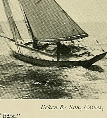 An illustration from The sailing boat, a treatise on sailing boats and small yachts, their varieties of type, sails, rig, etc. With practical directions for sailing and management; also, the one-design and restricted classes, fishing and shooting boats, sailing chariots and ice yachts, foreign and colonial boats, canoes, etc., etc, 1901, leaf 155