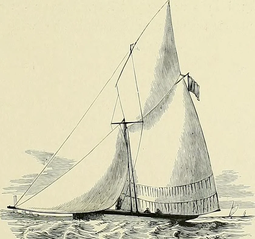 An illustration from The sailing boat, a treatise on sailing boats and small yachts, their varieties of type, sails, rig, etc. With practical directions for sailing and management; also, the one-design and restricted classes, fishing and shooting boats, sailing chariots and ice yachts, foreign and colonial boats, canoes, etc., etc, 1901, leaf 168