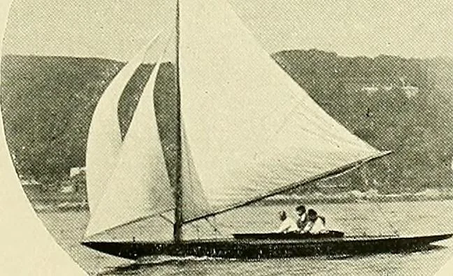 An illustration from The sailing boat, a treatise on sailing boats and small yachts, their varieties of type, sails, rig, etc. With practical directions for sailing and management; also, the one-design and restricted classes, fishing and shooting boats, sailing chariots and ice yachts, foreign and colonial boats, canoes, etc., etc, 1901, leaf 194