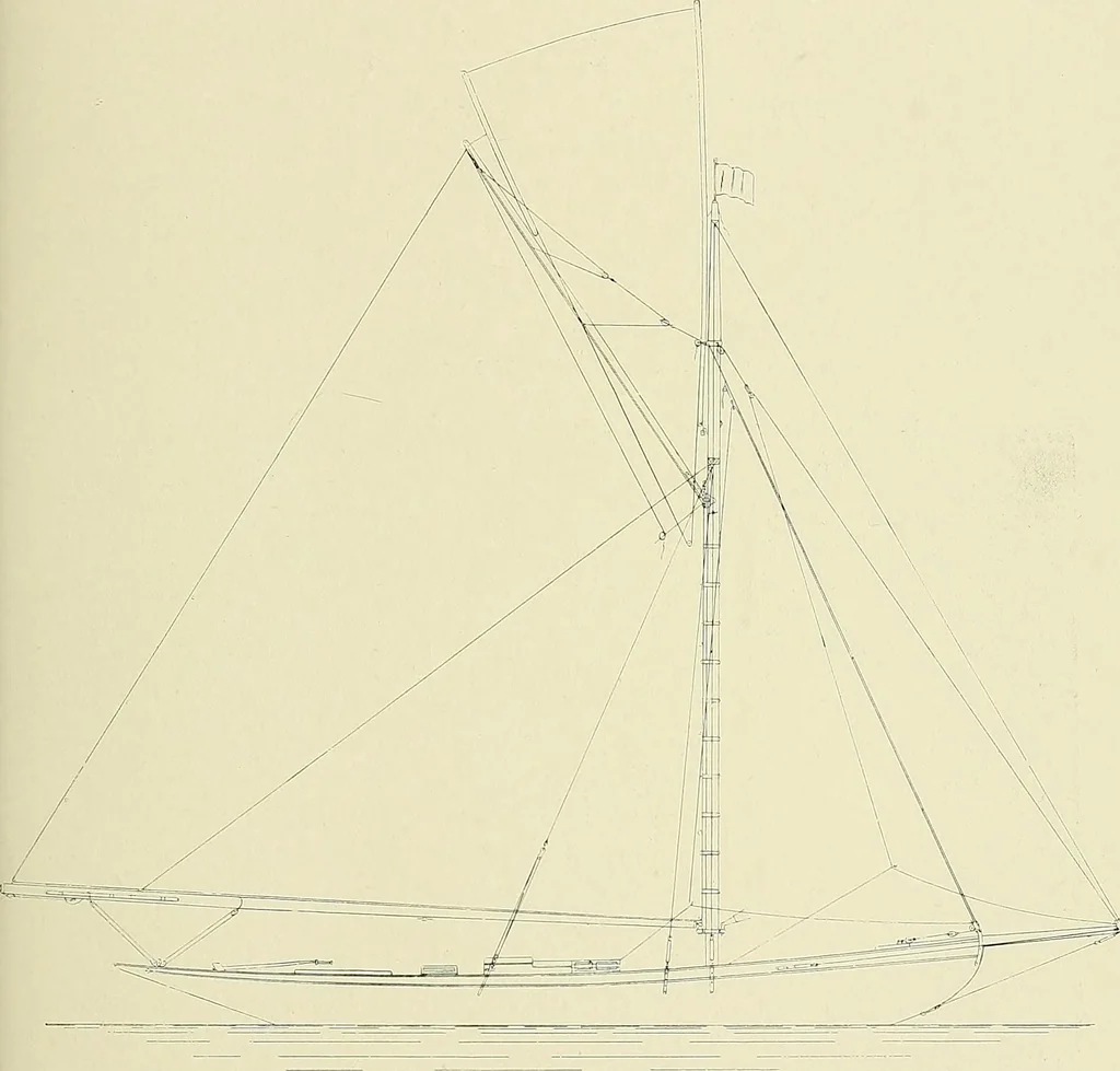 An illustration from The sailing boat, a treatise on sailing boats and small yachts, their varieties of type, sails, rig, etc. With practical directions for sailing and management; also, the one-design and restricted classes, fishing and shooting boats, sailing chariots and ice yachts, foreign and colonial boats, canoes, etc., etc, 1901, leaf 228