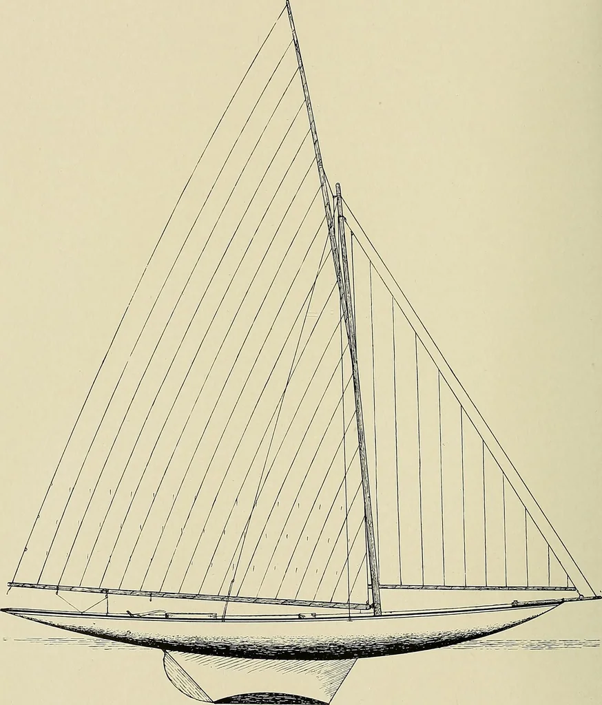 An illustration from The sailing boat, a treatise on sailing boats and small yachts, their varieties of type, sails, rig, etc. With practical directions for sailing and management; also, the one-design and restricted classes, fishing and shooting boats, sailing chariots and ice yachts, foreign and colonial boats, canoes, etc., etc, 1901, leaf 231