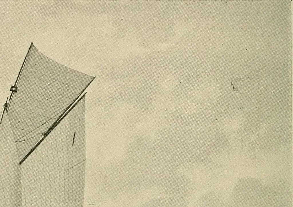 An illustration from The sailing boat, a treatise on sailing boats and small yachts, their varieties of type, sails, rig, etc. With practical directions for sailing and management; also, the one-design and restricted classes, fishing and shooting boats, sailing chariots and ice yachts, foreign and colonial boats, canoes, etc., etc, 1901, leaf 239