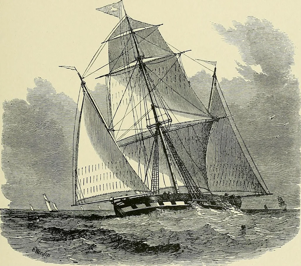An illustration from The sailing boat, a treatise on sailing boats and small yachts, their varieties of type, sails, rig, etc. With practical directions for sailing and management; also, the one-design and restricted classes, fishing and shooting boats, sailing chariots and ice yachts, foreign and colonial boats, canoes, etc., etc, 1901, leaf 250