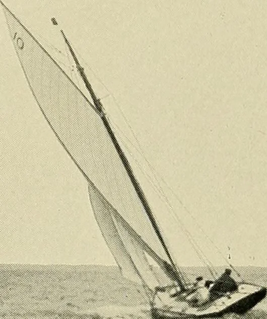 An illustration from The sailing boat, a treatise on sailing boats and small yachts, their varieties of type, sails, rig, etc. With practical directions for sailing and management; also, the one-design and restricted classes, fishing and shooting boats, sailing chariots and ice yachts, foreign and colonial boats, canoes, etc., etc, 1901, leaf 259