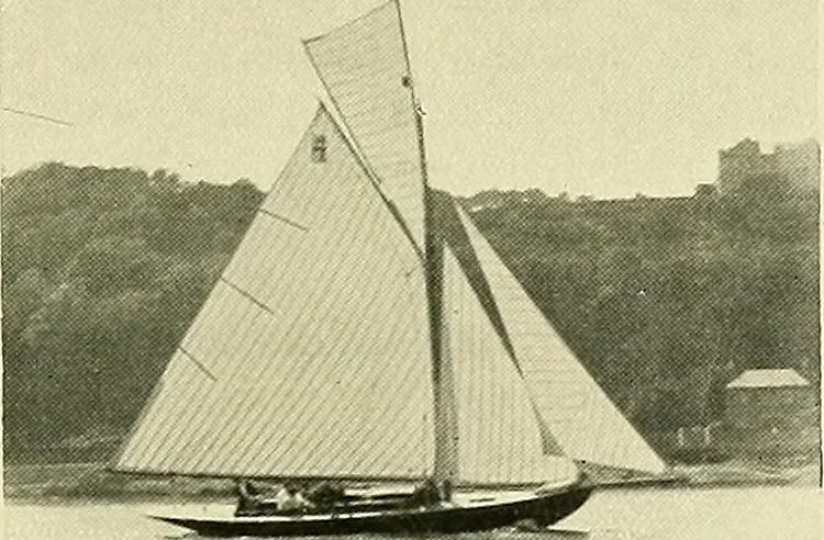 An illustration from The sailing boat, a treatise on sailing boats and small yachts, their varieties of type, sails, rig, etc. With practical directions for sailing and management; also, the one-design and restricted classes, fishing and shooting boats, sailing chariots and ice yachts, foreign and colonial boats, canoes, etc., etc, 1901, leaf 262
