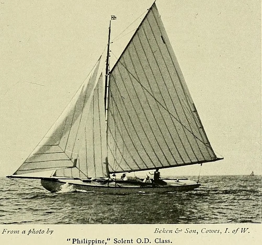 An illustration from The sailing boat, a treatise on sailing boats and small yachts, their varieties of type, sails, rig, etc. With practical directions for sailing and management; also, the one-design and restricted classes, fishing and shooting boats, sailing chariots and ice yachts, foreign and colonial boats, canoes, etc., etc, 1901, leaf 266