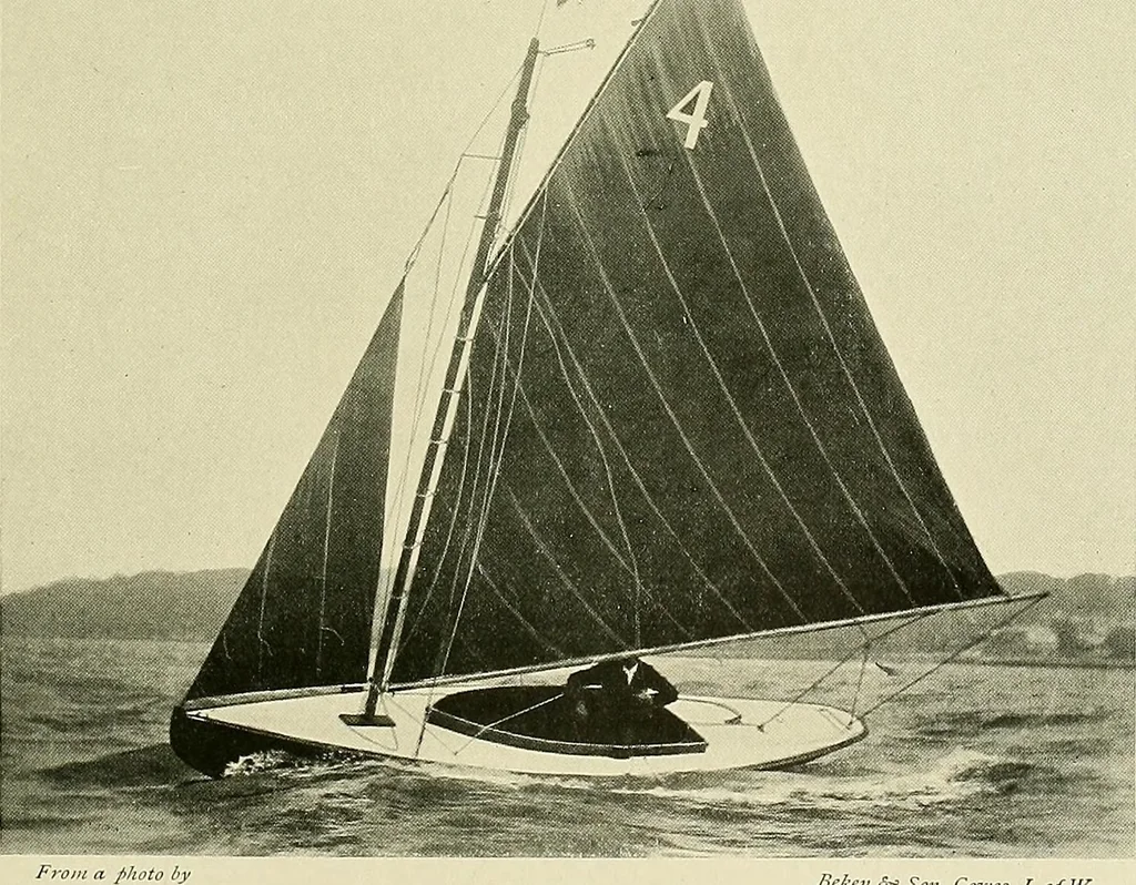 An illustration from The sailing boat, a treatise on sailing boats and small yachts, their varieties of type, sails, rig, etc. With practical directions for sailing and management; also, the one-design and restricted classes, fishing and shooting boats, sailing chariots and ice yachts, foreign and colonial boats, canoes, etc., etc, 1901, leaf 268