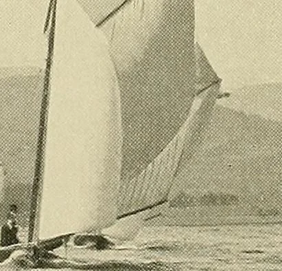 An illustration from The sailing boat, a treatise on sailing boats and small yachts, their varieties of type, sails, rig, etc. With practical directions for sailing and management; also, the one-design and restricted classes, fishing and shooting boats, sailing chariots and ice yachts, foreign and colonial boats, canoes, etc., etc, 1901, leaf 303