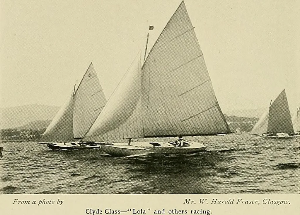 An illustration from The sailing boat, a treatise on sailing boats and small yachts, their varieties of type, sails, rig, etc. With practical directions for sailing and management; also, the one-design and restricted classes, fishing and shooting boats, sailing chariots and ice yachts, foreign and colonial boats, canoes, etc., etc, 1901, leaf 311