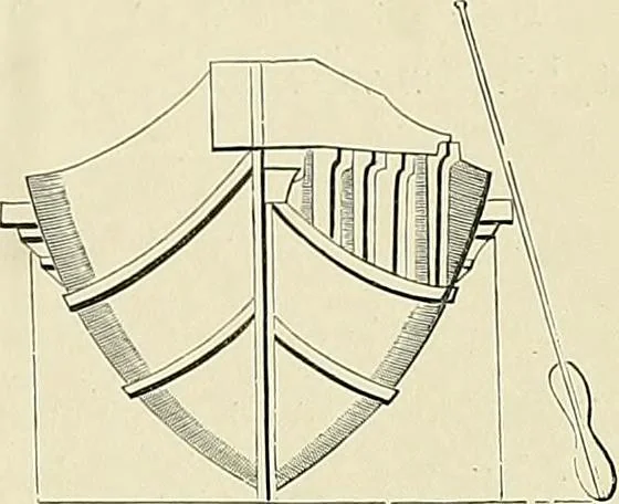 An illustration from The sailing boat, a treatise on sailing boats and small yachts, their varieties of type, sails, rig, etc. With practical directions for sailing and management; also, the one-design and restricted classes, fishing and shooting boats, sailing chariots and ice yachts, foreign and colonial boats, canoes, etc., etc, 1901, leaf 32