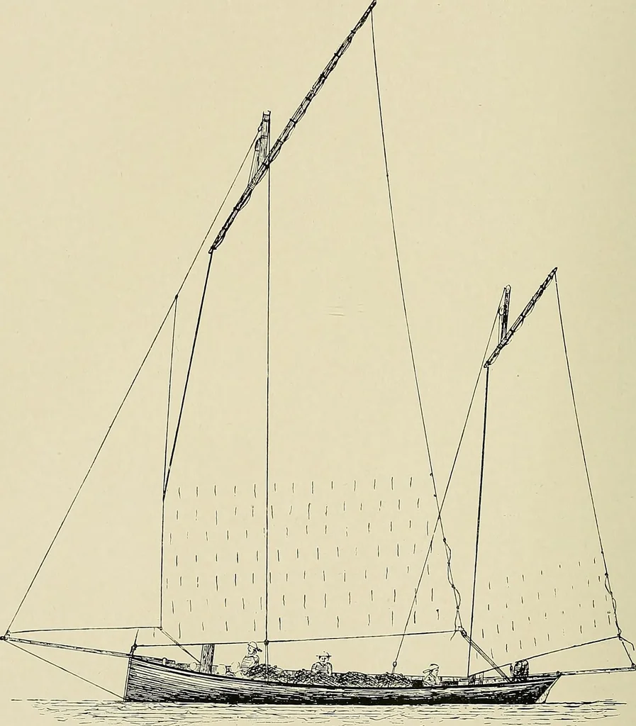 An illustration from The sailing boat, a treatise on sailing boats and small yachts, their varieties of type, sails, rig, etc. With practical directions for sailing and management; also, the one-design and restricted classes, fishing and shooting boats, sailing chariots and ice yachts, foreign and colonial boats, canoes, etc., etc, 1901, leaf 359