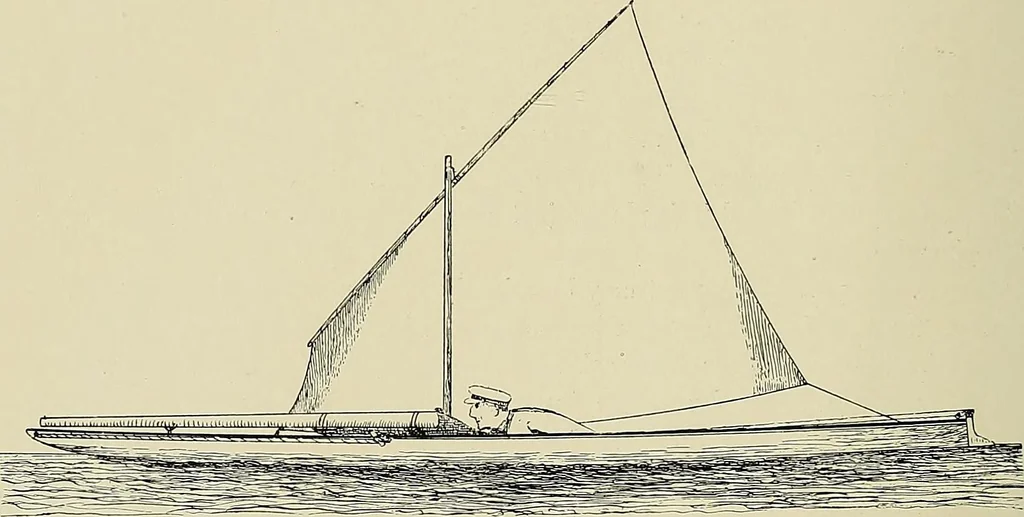 An illustration from The sailing boat, a treatise on sailing boats and small yachts, their varieties of type, sails, rig, etc. With practical directions for sailing and management; also, the one-design and restricted classes, fishing and shooting boats, sailing chariots and ice yachts, foreign and colonial boats, canoes, etc., etc, 1901, leaf 369
