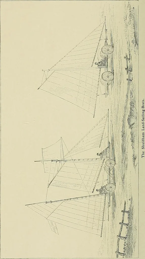 An illustration from The sailing boat, a treatise on sailing boats and small yachts, their varieties of type, sails, rig, etc. With practical directions for sailing and management; also, the one-design and restricted classes, fishing and shooting boats, sailing chariots and ice yachts, foreign and colonial boats, canoes, etc., etc, 1901, leaf 377