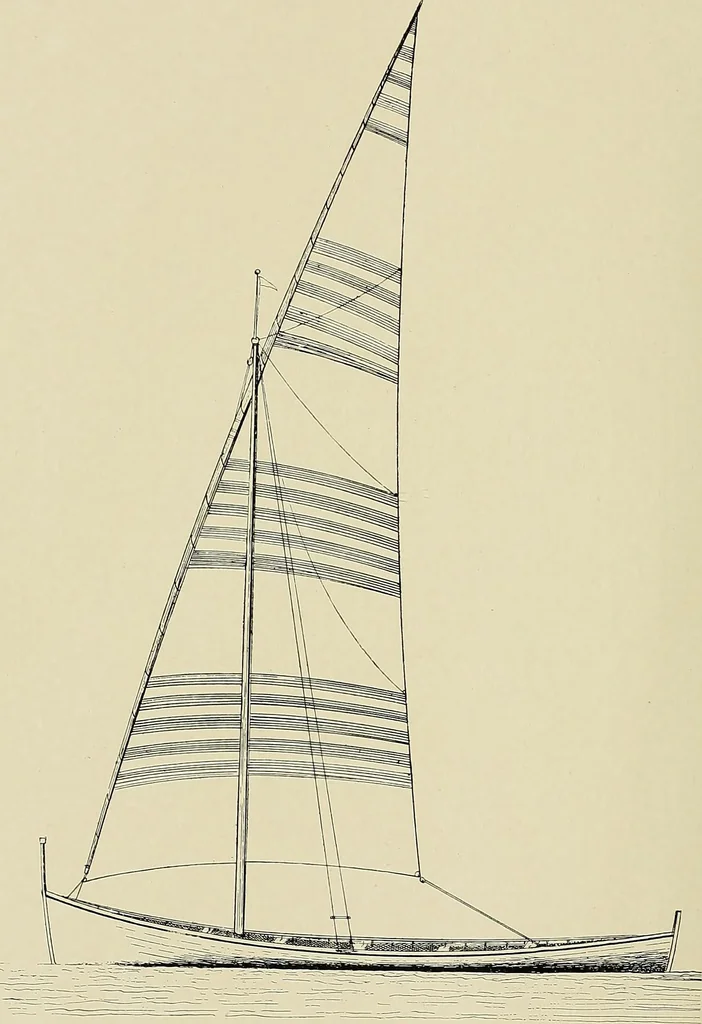 An illustration from The sailing boat, a treatise on sailing boats and small yachts, their varieties of type, sails, rig, etc. With practical directions for sailing and management; also, the one-design and restricted classes, fishing and shooting boats, sailing chariots and ice yachts, foreign and colonial boats, canoes, etc., etc, 1901, leaf 433