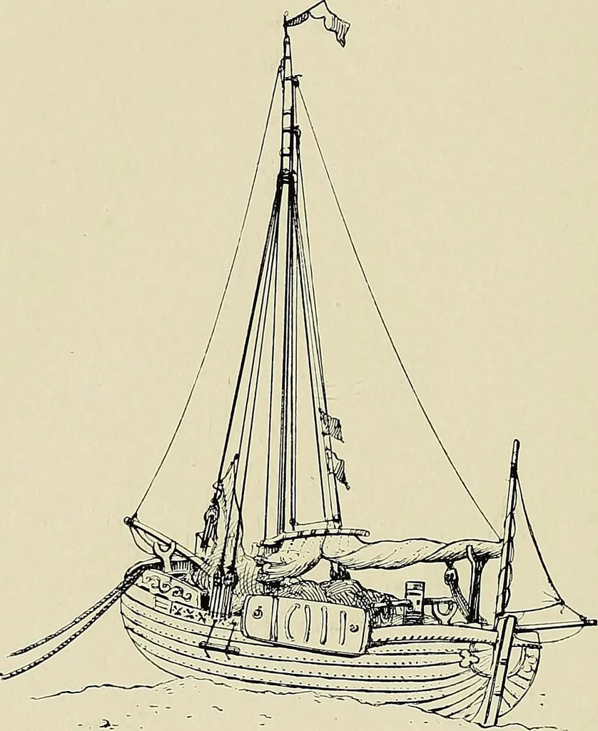 An illustration from The sailing boat, a treatise on sailing boats and small yachts, their varieties of type, sails, rig, etc. With practical directions for sailing and management; also, the one-design and restricted classes, fishing and shooting boats, sailing chariots and ice yachts, foreign and colonial boats, canoes, etc., etc, 1901, leaf 449