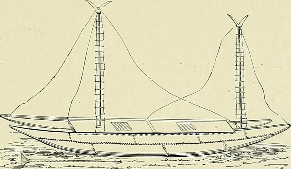 An illustration from The sailing boat, a treatise on sailing boats and small yachts, their varieties of type, sails, rig, etc. With practical directions for sailing and management; also, the one-design and restricted classes, fishing and shooting boats, sailing chariots and ice yachts, foreign and colonial boats, canoes, etc., etc, 1901, leaf 528