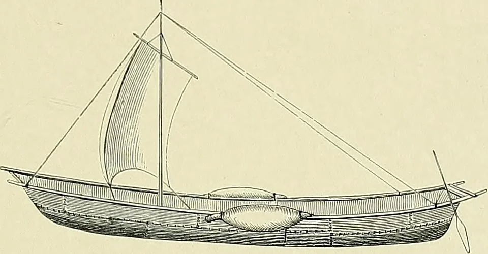 An illustration from The sailing boat, a treatise on sailing boats and small yachts, their varieties of type, sails, rig, etc. With practical directions for sailing and management; also, the one-design and restricted classes, fishing and shooting boats, sailing chariots and ice yachts, foreign and colonial boats, canoes, etc., etc, 1901, leaf 562