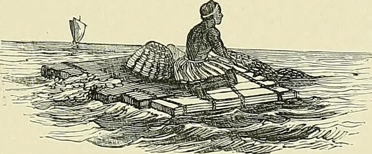An illustration from The sailing boat, a treatise on sailing boats and small yachts, their varieties of type, sails, rig, etc. With practical directions for sailing and management; also, the one-design and restricted classes, fishing and shooting boats, sailing chariots and ice yachts, foreign and colonial boats, canoes, etc., etc, 1901, leaf 564