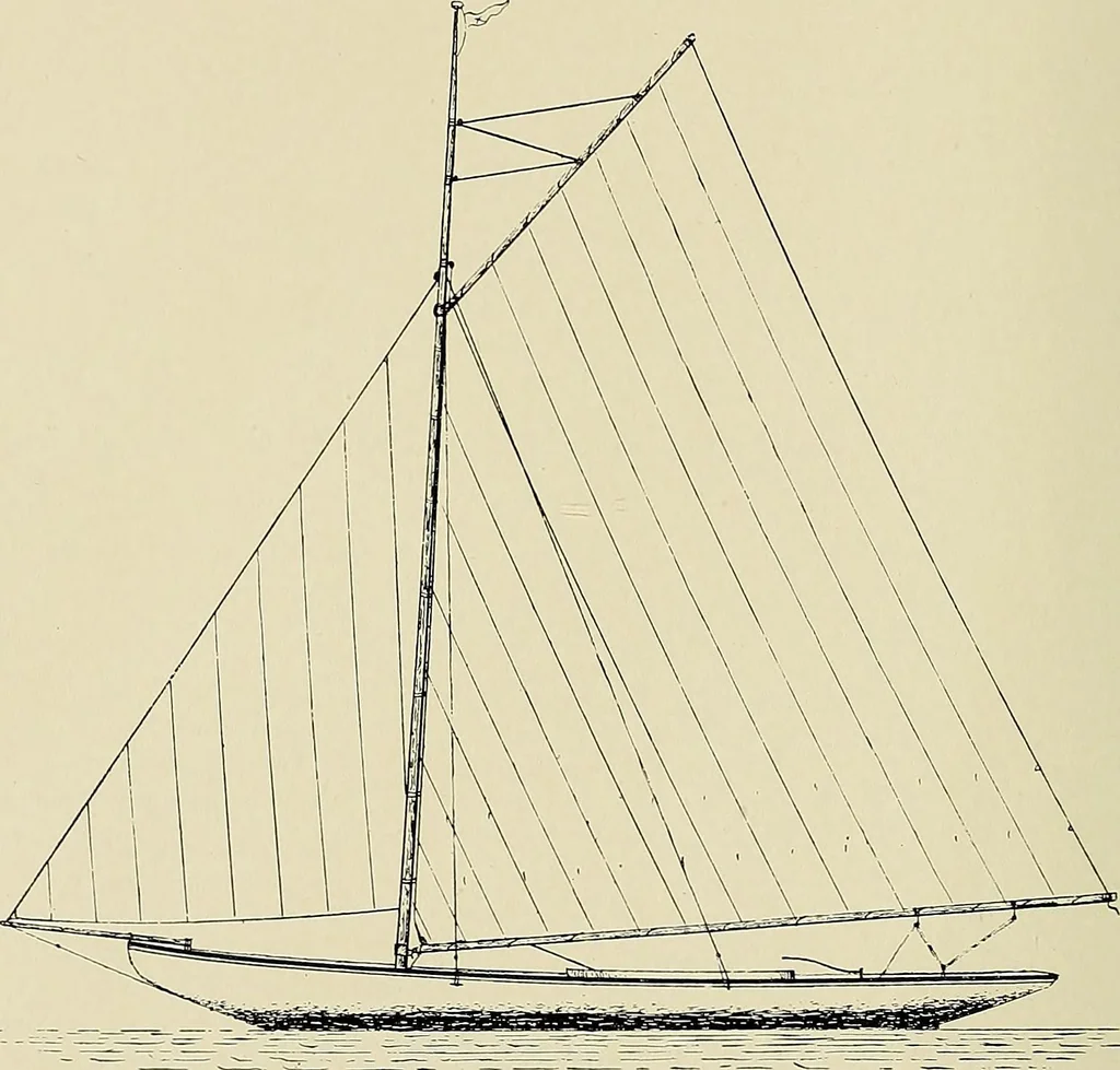 An illustration from The sailing boat, a treatise on sailing boats and small yachts, their varieties of type, sails, rig, etc. With practical directions for sailing and management; also, the one-design and restricted classes, fishing and shooting boats, sailing chariots and ice yachts, foreign and colonial boats, canoes, etc., etc, 1901, leaf 57