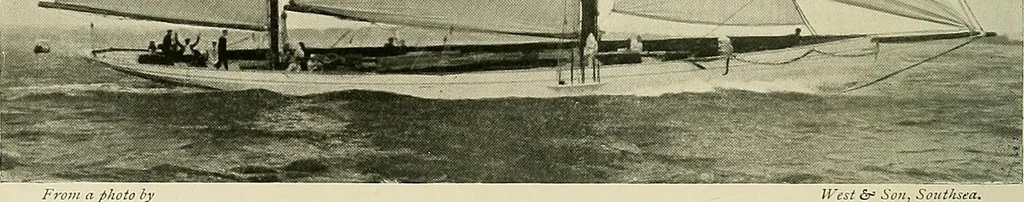 An illustration from The sailing boat, a treatise on sailing boats and small yachts, their varieties of type, sails, rig, etc. With practical directions for sailing and management; also, the one-design and restricted classes, fishing and shooting boats, sailing chariots and ice yachts, foreign and colonial boats, canoes, etc., etc, 1901, leaf 65