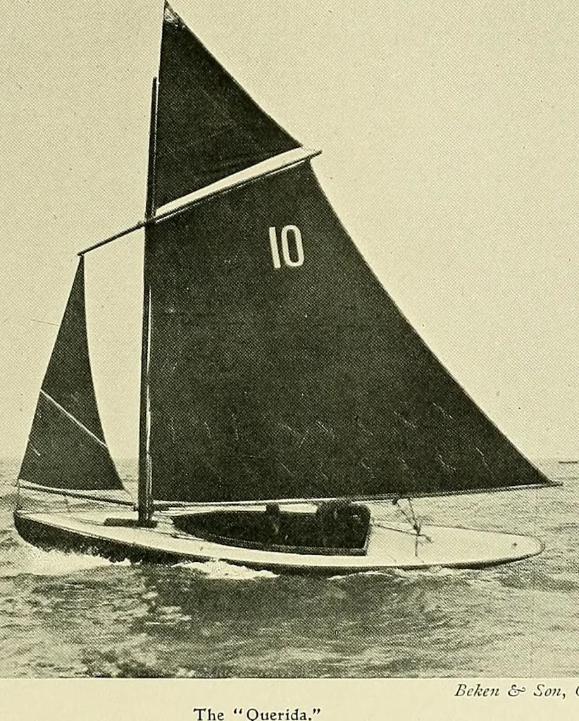 An illustration from The sailing boat, a treatise on sailing boats and small yachts, their varieties of type, sails, rig, etc. With practical directions for sailing and management; also, the one-design and restricted classes, fishing and shooting boats, sailing chariots and ice yachts, foreign and colonial boats, canoes, etc., etc, 1901, leaf 76