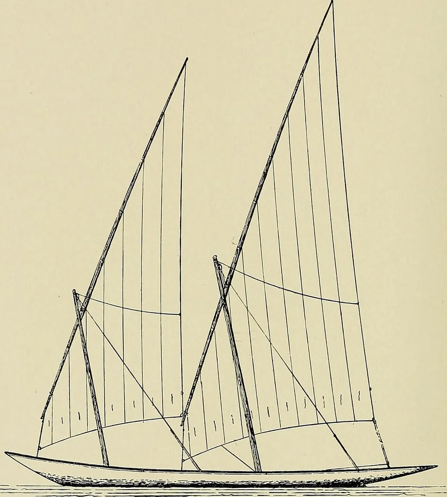 An illustration from The sailing boat, a treatise on sailing boats and small yachts, their varieties of type, sails, rig, etc. With practical directions for sailing and management; also, the one-design and restricted classes, fishing and shooting boats, sailing chariots and ice yachts, foreign and colonial boats, canoes, etc., etc, 1901, leaf 85
