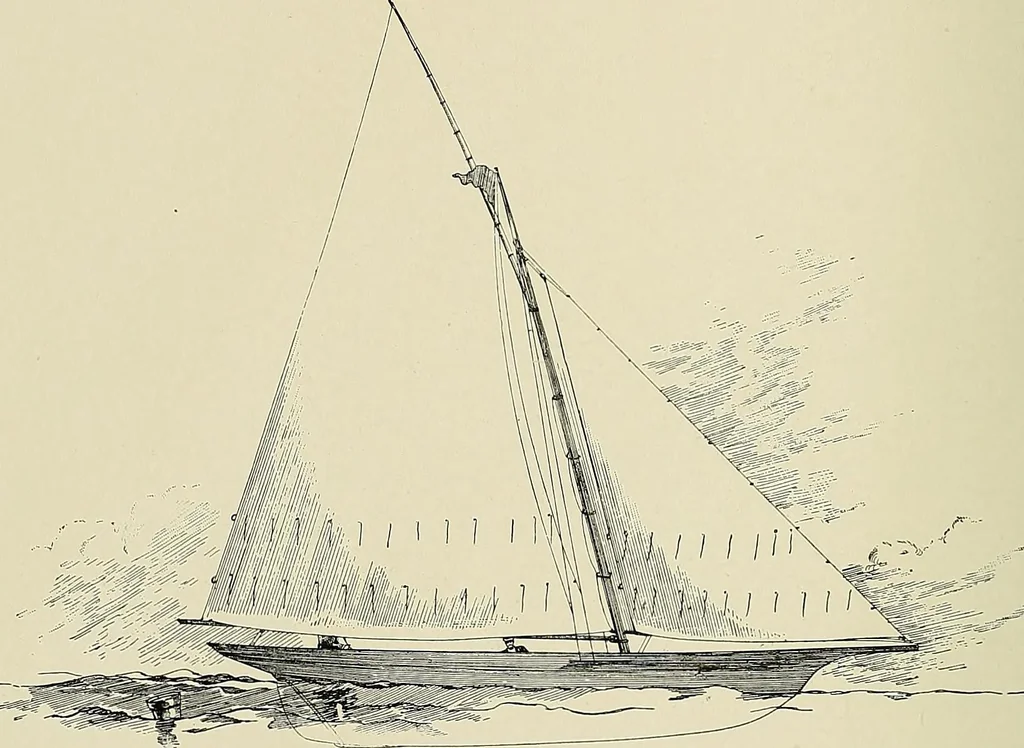An illustration from The sailing boat, a treatise on sailing boats and small yachts, their varieties of type, sails, rig, etc. With practical directions for sailing and management; also, the one-design and restricted classes, fishing and shooting boats, sailing chariots and ice yachts, foreign and colonial boats, canoes, etc., etc, 1901, leaf 95