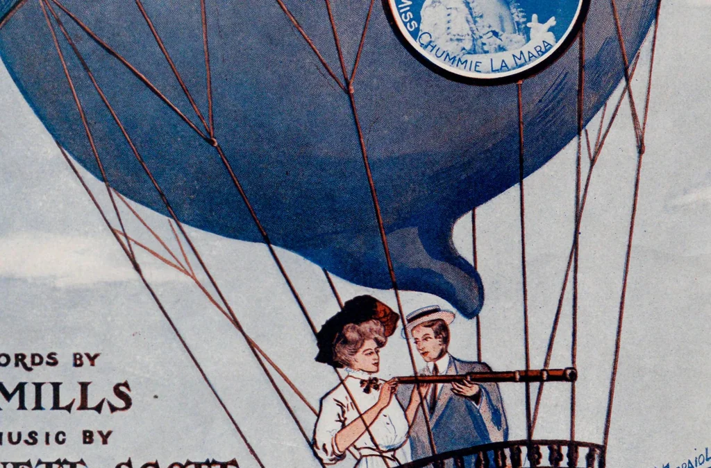 An illustration from Sailing in my balloon, 1907, leaf 1