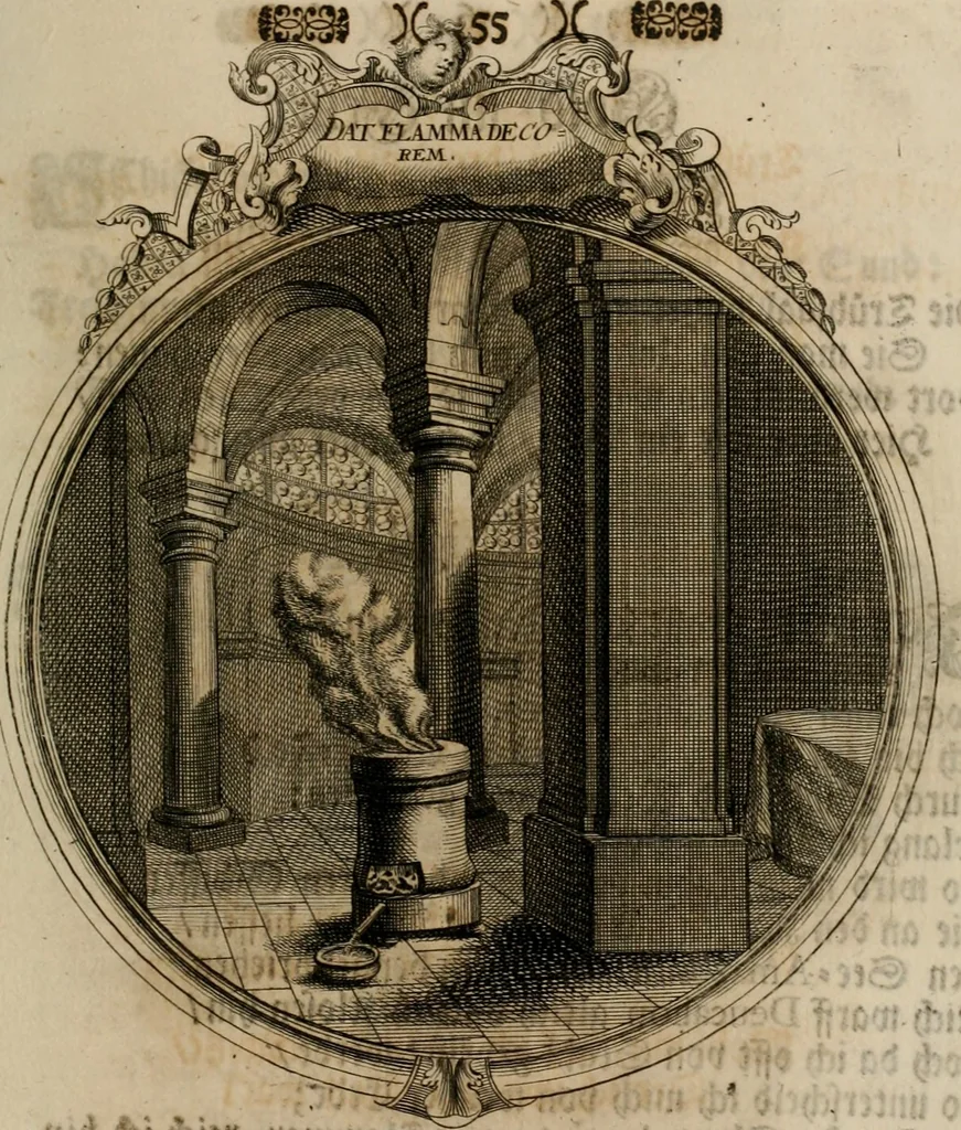 An illustration from Sammlung geist- und sinnreicher Gedancken uber verschiedene aus der Natur, Kunst, und Wissenschafften vorgestellte Sinn-Bilder : durch alle Gattungen der Hoch-Teutschen Reim-Kunst, theils zur Jugendsamen Lehr, und nutzlicher Gemüths-Ergötzung, theils zur angenehmen Gesang, 1749, leaf 106