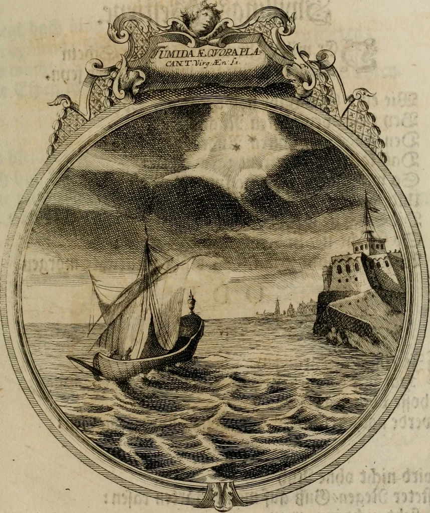 An illustration from Sammlung geist- und sinnreicher Gedancken uber verschiedene aus der Natur, Kunst, und Wissenschafften vorgestellte Sinn-Bilder : durch alle Gattungen der Hoch-Teutschen Reim-Kunst, theils zur Jugendsamen Lehr, und nutzlicher Gemüths-Ergötzung, theils zur angenehmen Gesang, 1749, leaf 112