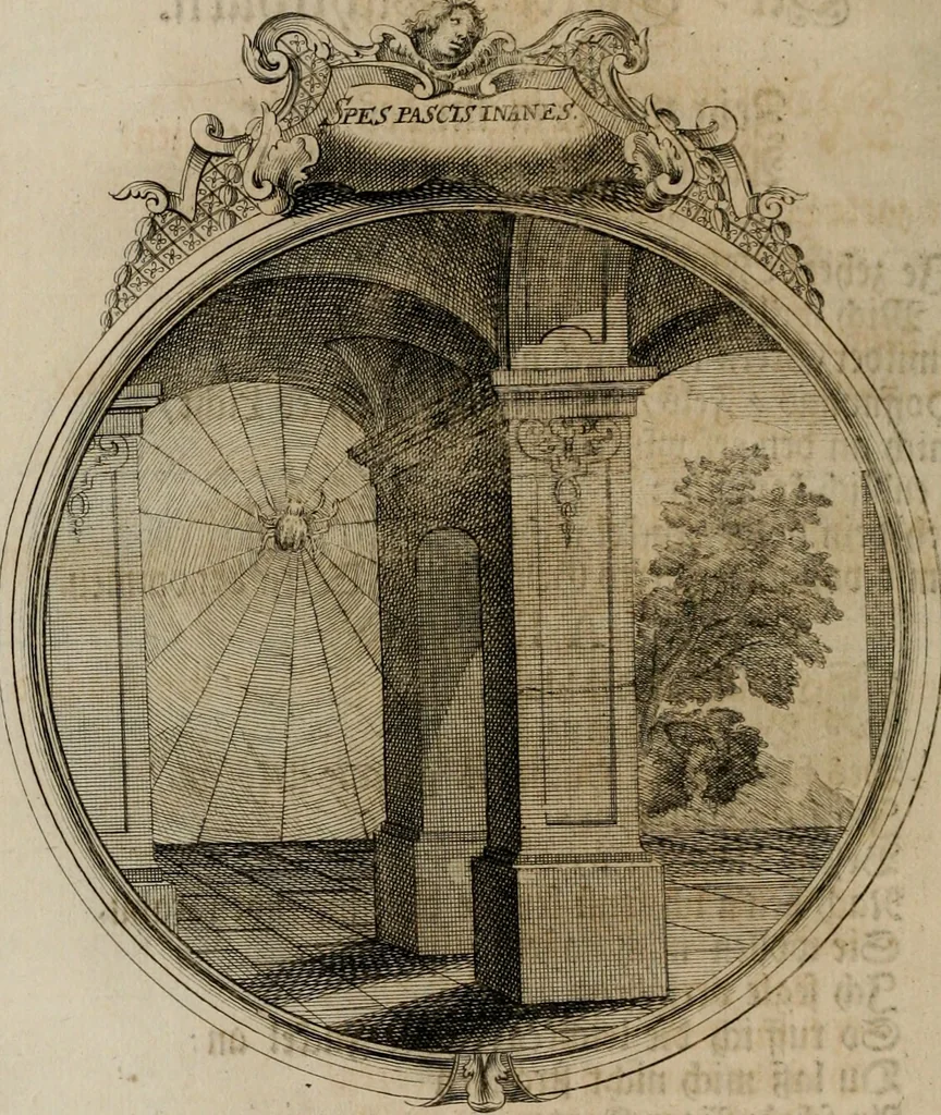 An illustration from Sammlung geist- und sinnreicher Gedancken uber verschiedene aus der Natur, Kunst, und Wissenschafften vorgestellte Sinn-Bilder : durch alle Gattungen der Hoch-Teutschen Reim-Kunst, theils zur Jugendsamen Lehr, und nutzlicher Gemüths-Ergötzung, theils zur angenehmen Gesang, 1749, leaf 117