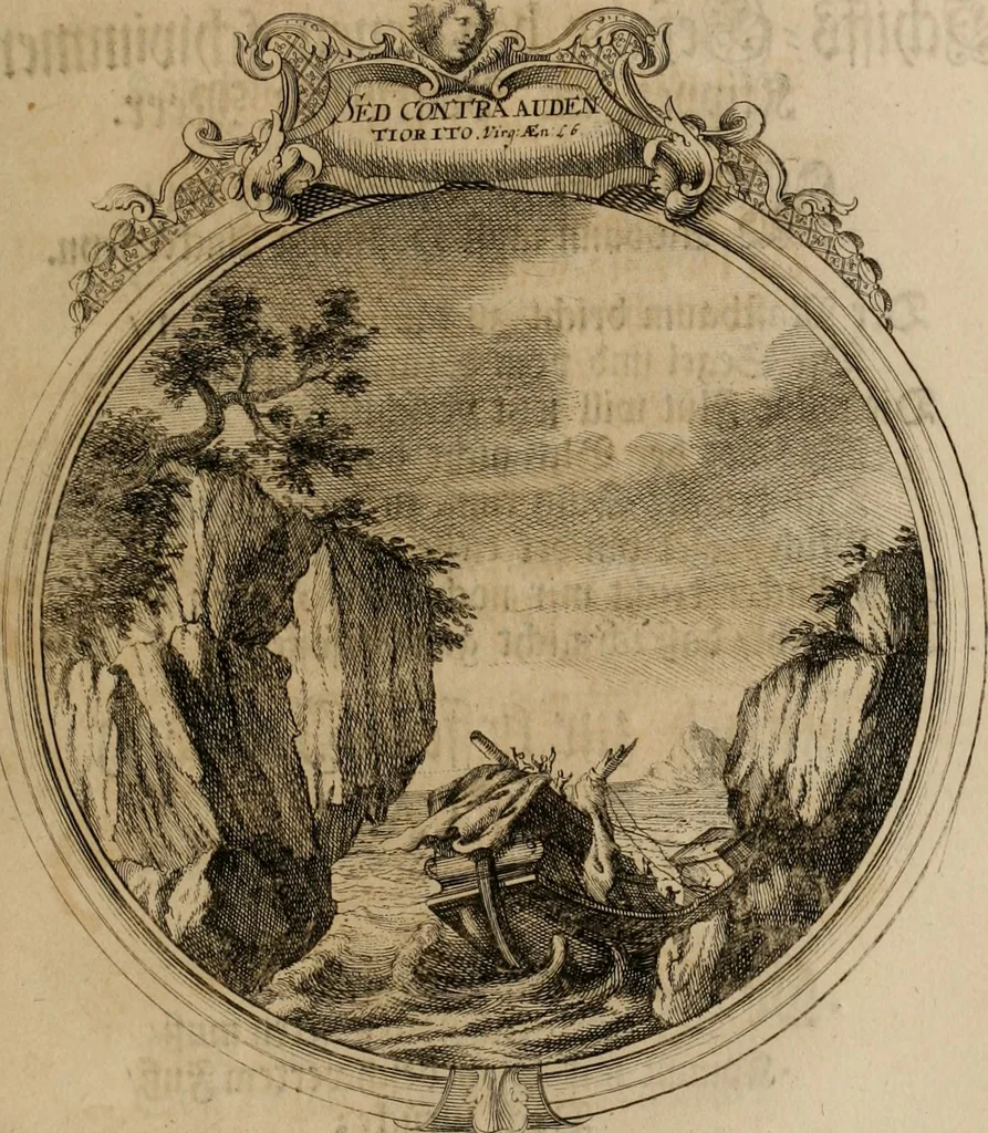 An illustration from Sammlung geist- und sinnreicher Gedancken uber verschiedene aus der Natur, Kunst, und Wissenschafften vorgestellte Sinn-Bilder : durch alle Gattungen der Hoch-Teutschen Reim-Kunst, theils zur Jugendsamen Lehr, und nutzlicher Gemüths-Ergötzung, theils zur angenehmen Gesang, 1749, leaf 120