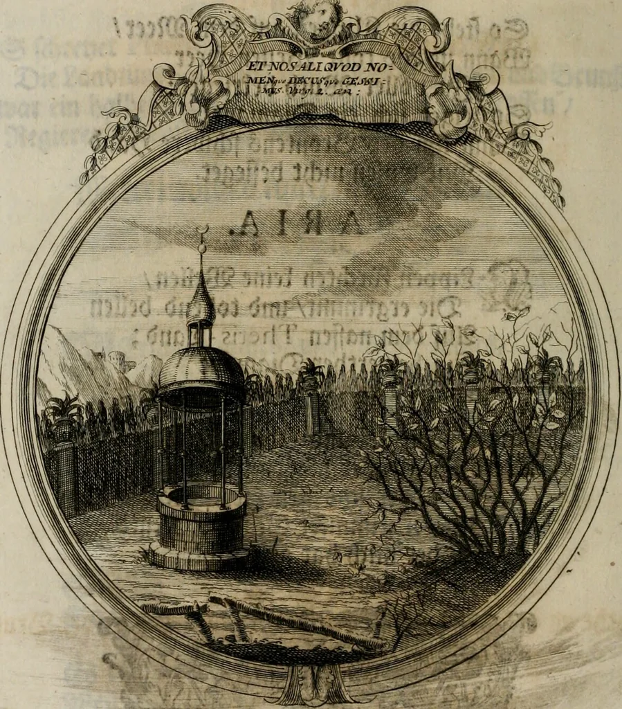 An illustration from Sammlung geist- und sinnreicher Gedancken uber verschiedene aus der Natur, Kunst, und Wissenschafften vorgestellte Sinn-Bilder : durch alle Gattungen der Hoch-Teutschen Reim-Kunst, theils zur Jugendsamen Lehr, und nutzlicher Gemüths-Ergötzung, theils zur angenehmen Gesang, 1749, leaf 147