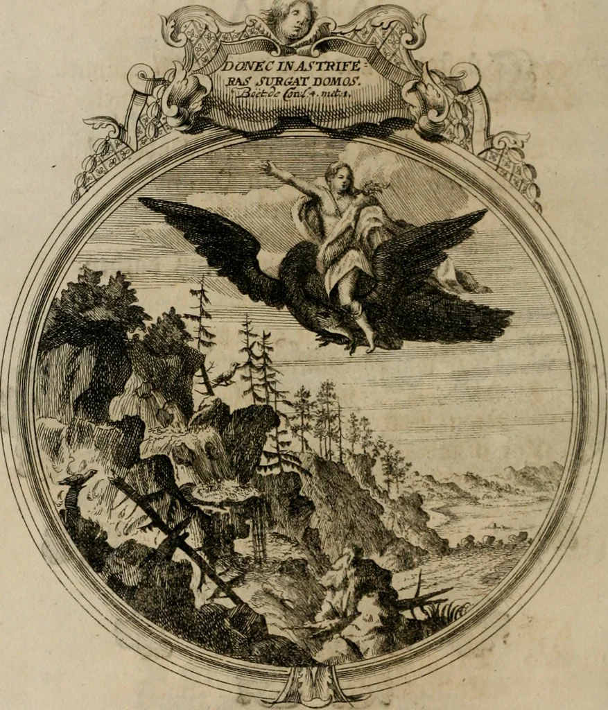 An illustration from Sammlung geist- und sinnreicher Gedancken uber verschiedene aus der Natur, Kunst, und Wissenschafften vorgestellte Sinn-Bilder : durch alle Gattungen der Hoch-Teutschen Reim-Kunst, theils zur Jugendsamen Lehr, und nutzlicher Gemüths-Ergötzung, theils zur angenehmen Gesang, 1749, leaf 161