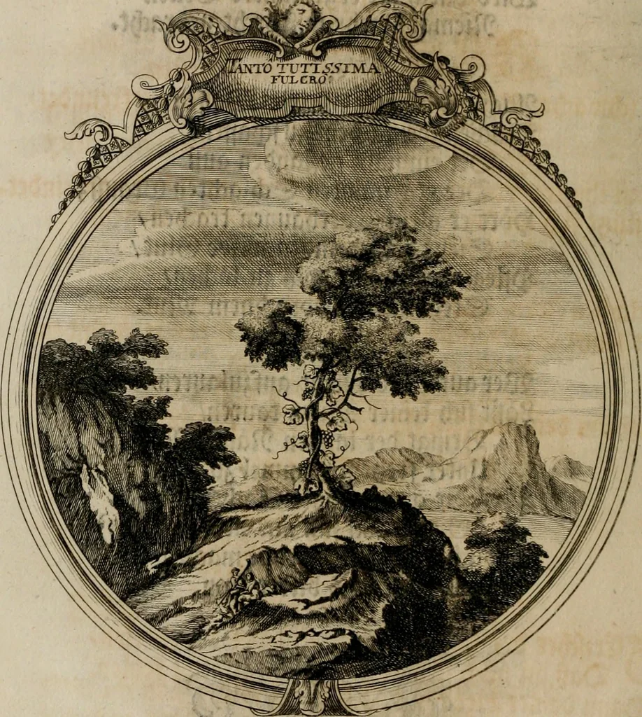 An illustration from Sammlung geist- und sinnreicher Gedancken uber verschiedene aus der Natur, Kunst, und Wissenschafften vorgestellte Sinn-Bilder : durch alle Gattungen der Hoch-Teutschen Reim-Kunst, theils zur Jugendsamen Lehr, und nutzlicher Gemüths-Ergötzung, theils zur angenehmen Gesang, 1749, leaf 37