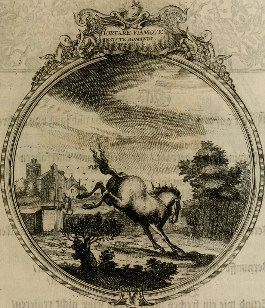 An illustration from Sammlung geist- und sinnreicher Gedancken uber verschiedene aus der Natur, Kunst, und Wissenschafften vorgestellte Sinn-Bilder : durch alle Gattungen der Hoch-Teutschen Reim-Kunst, theils zur Jugendsamen Lehr, und nutzlicher Gemüths-Ergötzung, theils zur angenehmen Gesang, 1749, leaf 52