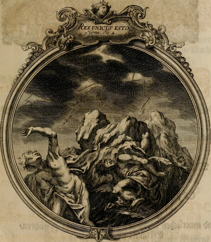 An illustration from Sammlung geist- und sinnreicher Gedancken uber verschiedene aus der Natur, Kunst, und Wissenschafften vorgestellte Sinn-Bilder : durch alle Gattungen der Hoch-Teutschen Reim-Kunst, theils zur Jugendsamen Lehr, und nutzlicher Gemüths-Ergötzung, theils zur angenehmen Gesang, 1749, leaf 6