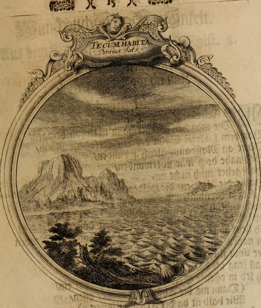 An illustration from Sammlung geist- und sinnreicher Gedancken uber verschiedene aus der Natur, Kunst, und Wissenschafften vorgestellte Sinn-Bilder : durch alle Gattungen der Hoch-Teutschen Reim-Kunst, theils zur Jugendsamen Lehr, und nutzlicher Gemüths-Ergötzung, theils zur angenehmen Gesang, 1749, leaf 66