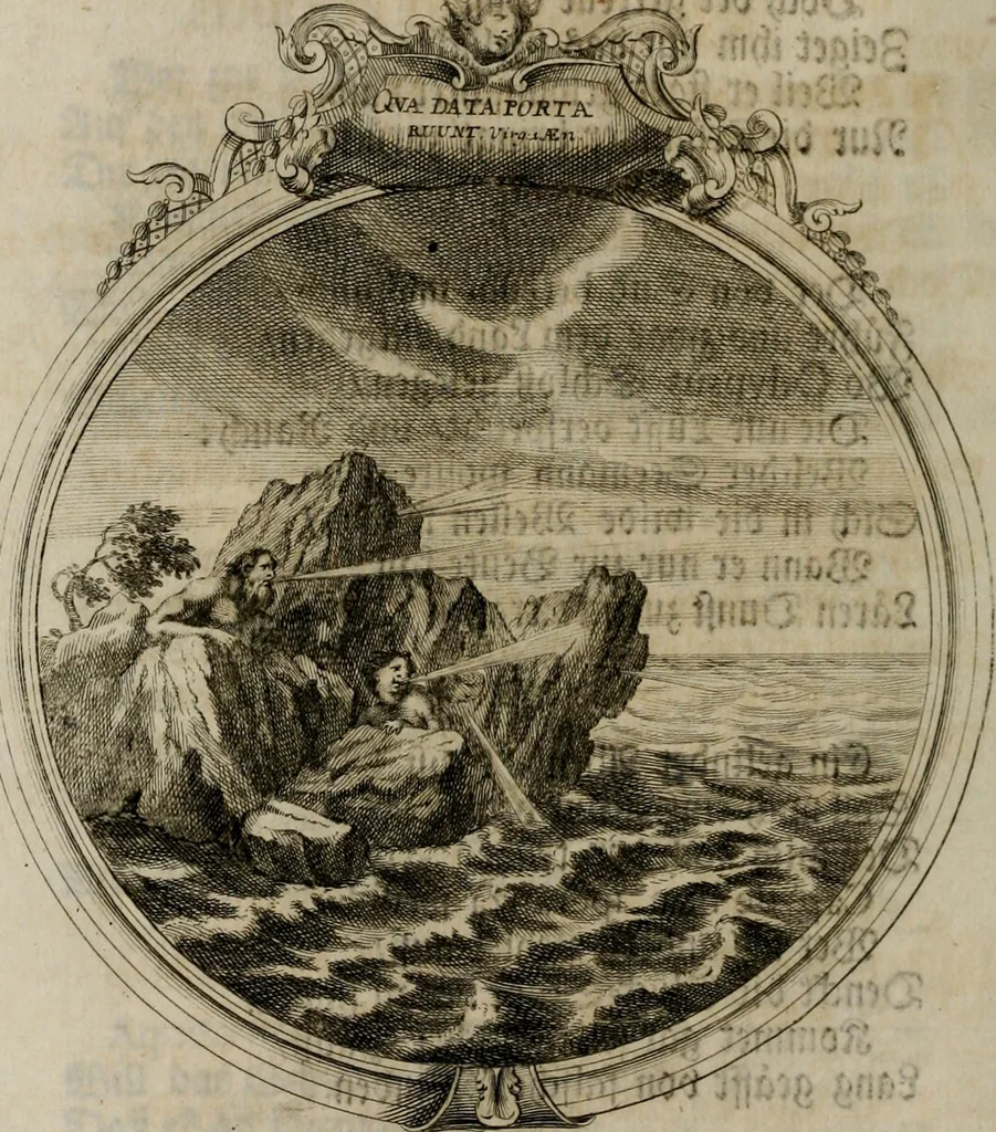 An illustration from Sammlung geist- und sinnreicher Gedancken uber verschiedene aus der Natur, Kunst, und Wissenschafften vorgestellte Sinn-Bilder : durch alle Gattungen der Hoch-Teutschen Reim-Kunst, theils zur Jugendsamen Lehr, und nutzlicher Gemüths-Ergötzung, theils zur angenehmen Gesang, 1749, leaf 83