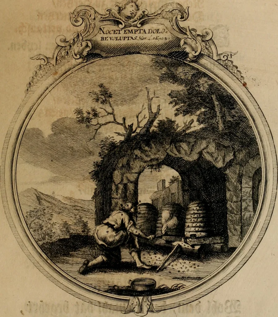 An illustration from Sammlung geist- und sinnreicher Gedancken uber verschiedene aus der Natur, Kunst, und Wissenschafften vorgestellte Sinn-Bilder : durch alle Gattungen der Hoch-Teutschen Reim-Kunst, theils zur Jugendsamen Lehr, und nutzlicher Gemüths-Ergötzung, theils zur angenehmen Gesang, 1749, leaf 94